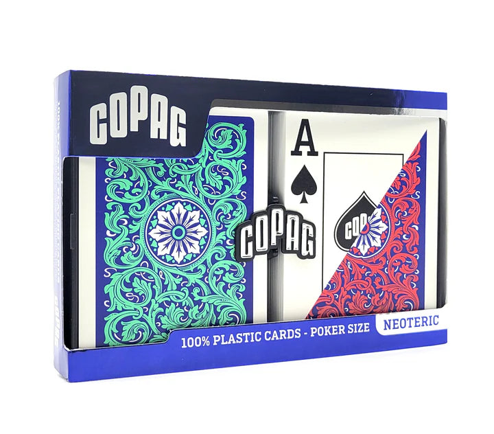 COPAG NEOTERIC PLASTIQUE POKER DECK CARDS 1546 JUMGO RED AND BLUE