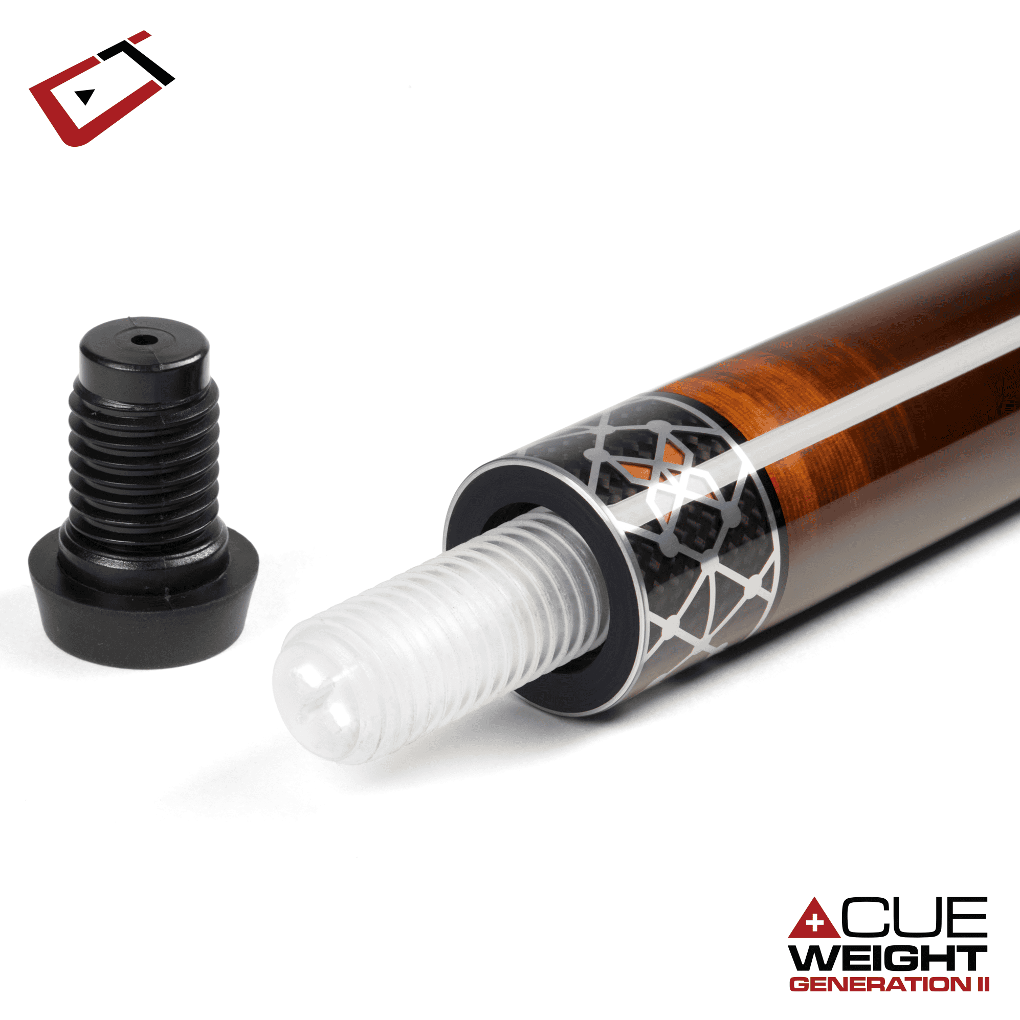BAGUETTE DE BILLARD CUETEC CYNERGY BRUN ET ARGENT X AMBRE AVEC WRAP EN POLYMÈRE PERFORÉ 11.8MM 19OZ