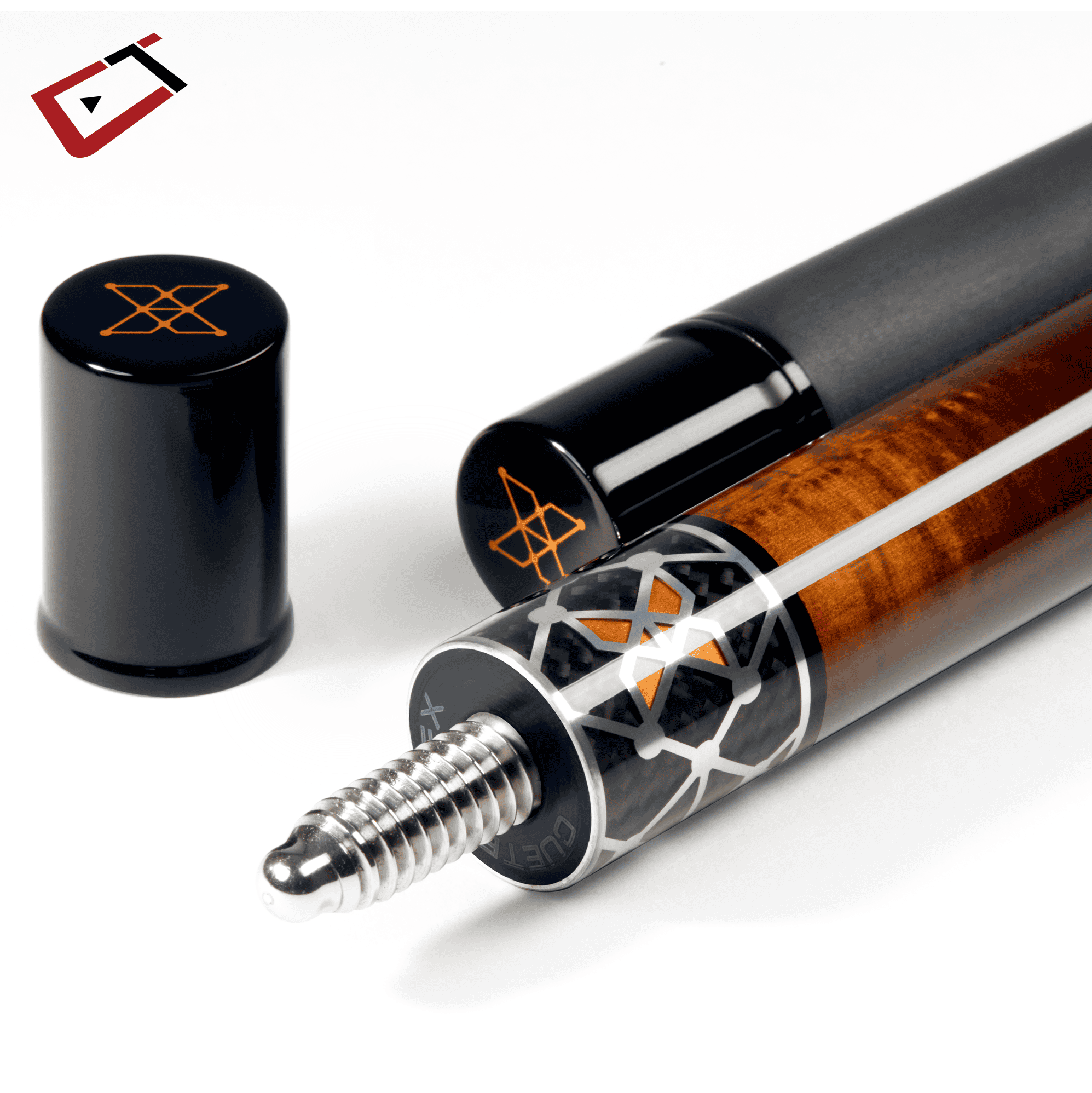 BAGUETTE DE BILLARD CUETEC CYNERGY BRUN ET ARGENT X AMBRE AVEC WRAP EN POLYMÈRE PERFORÉ 11.8MM 19OZ