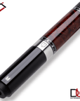 Baguette de billard Cuetec Cynergy Truewood Mappa Burl II, rouge et noir, grip en cuir pleine fleur, 11,8 mm, 19 oz