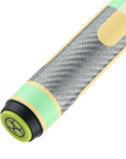 POISON CANDY SUGAR POOL CUE WITH CARBON FIBER SHAFT - GREEN/PEACH - NO WRAP 12.4MM 19OZ