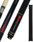 CONNOISSEUR POOL CUE BLACK/RED LINEN WRAP 12.5MM 19OZ
