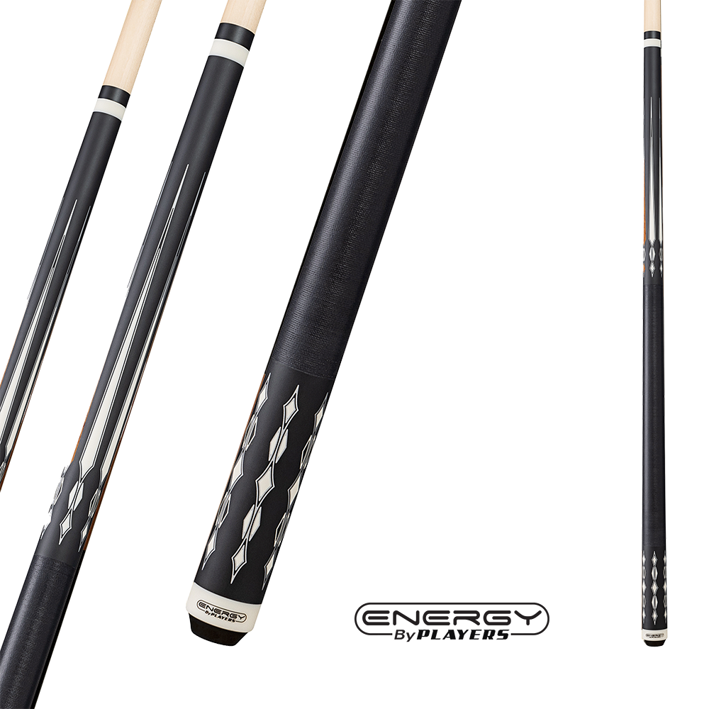 PLAYERS ENERGY POOL CUE BLACK AND WHITE LINEN WRAP 13MM 19OZ