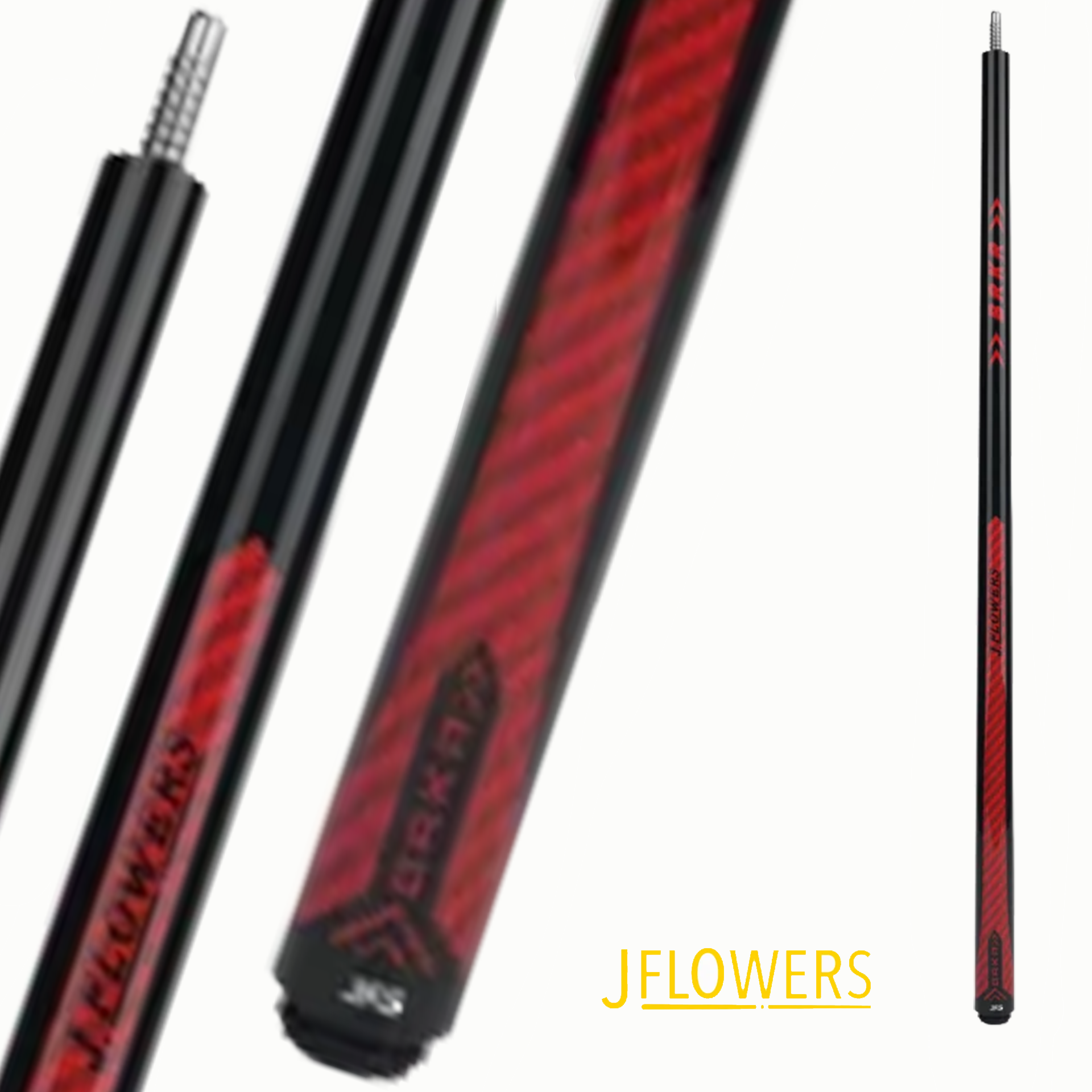 J FLOWERS POOL CUE BRKR BLACK AND RED NO WRAP 13MM 19.5OZ – Canada