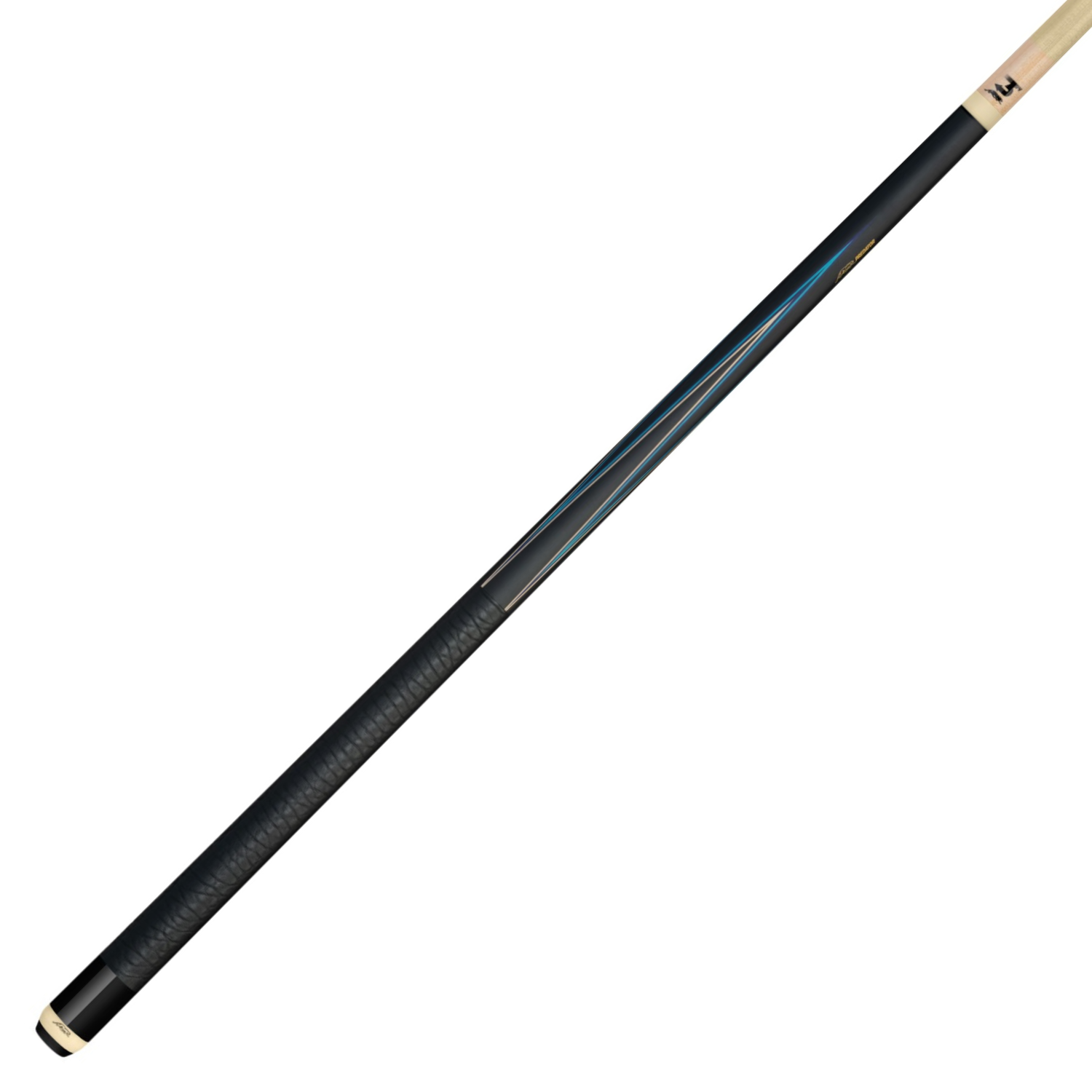 BAGUETTE DE BILLARD PREDATOR SNEAKY PETE 8 POINTES - NOIR ET BLEU - WRAP EN CUIR AVEC MOTIFS D'ÉLÉPHANTS (FLÈCHE NON INCLUSE)