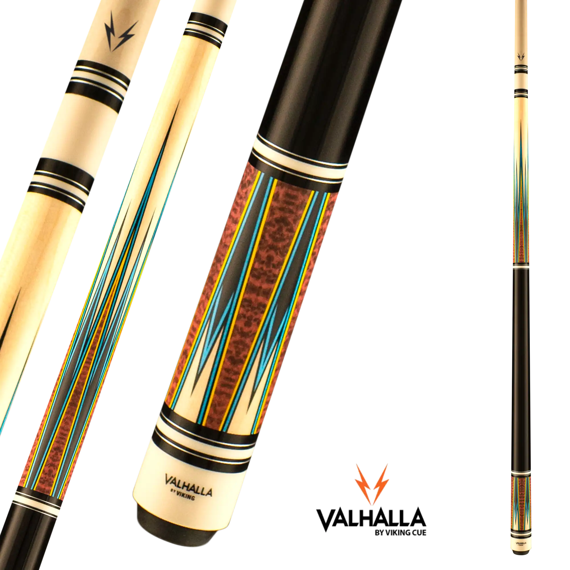 VIKING VALHALLA VA931 POOL CUE BLUE YELLOW AND BROWN NO WRAP 13MM