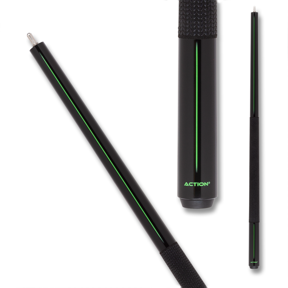 BAGUETTE DE CASSE ACTION ABK09 NOIR ET VERT AVEC GRIP 14MM 25OZ