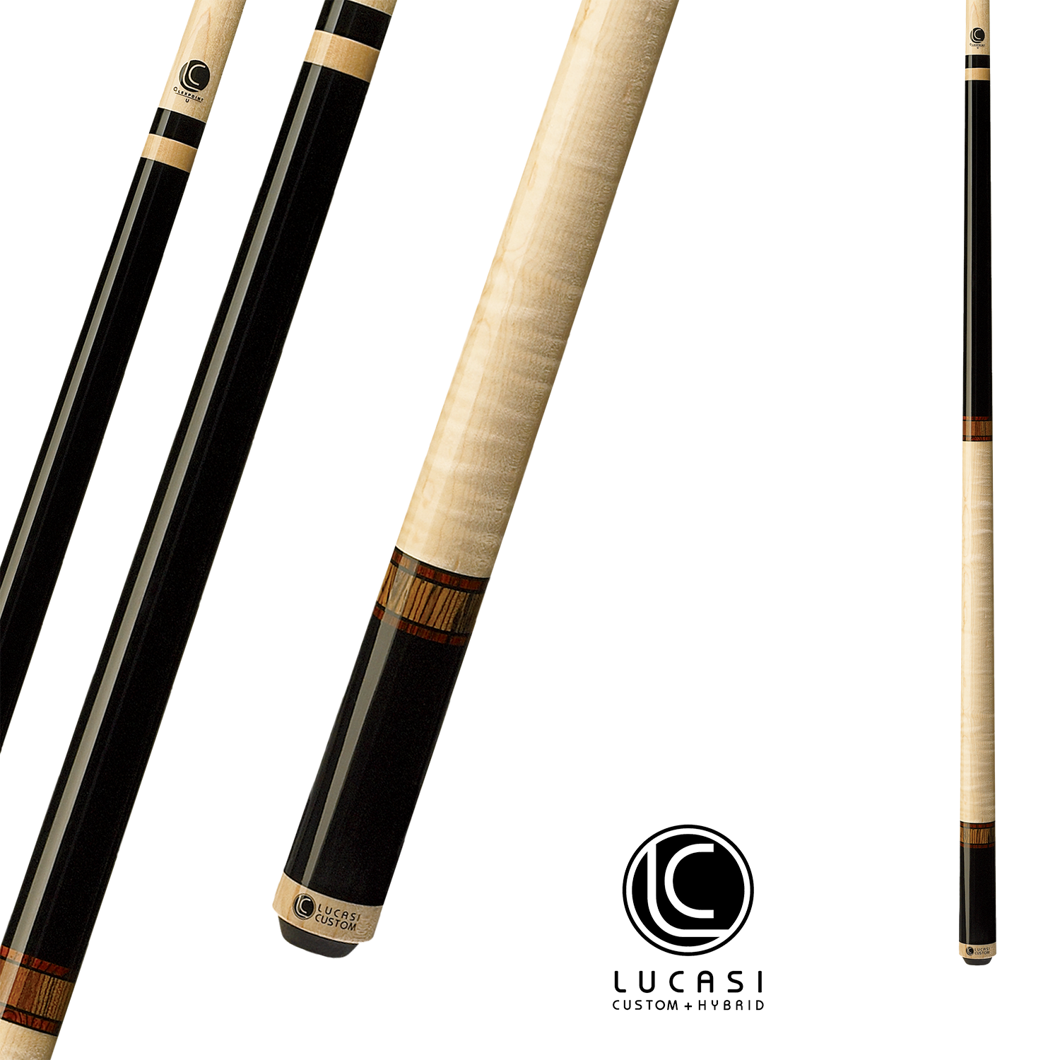 LUCASI POOL CUE CUSTOM EXOTIC BOCOTE CURLY MAPLE 13MM 19OZ