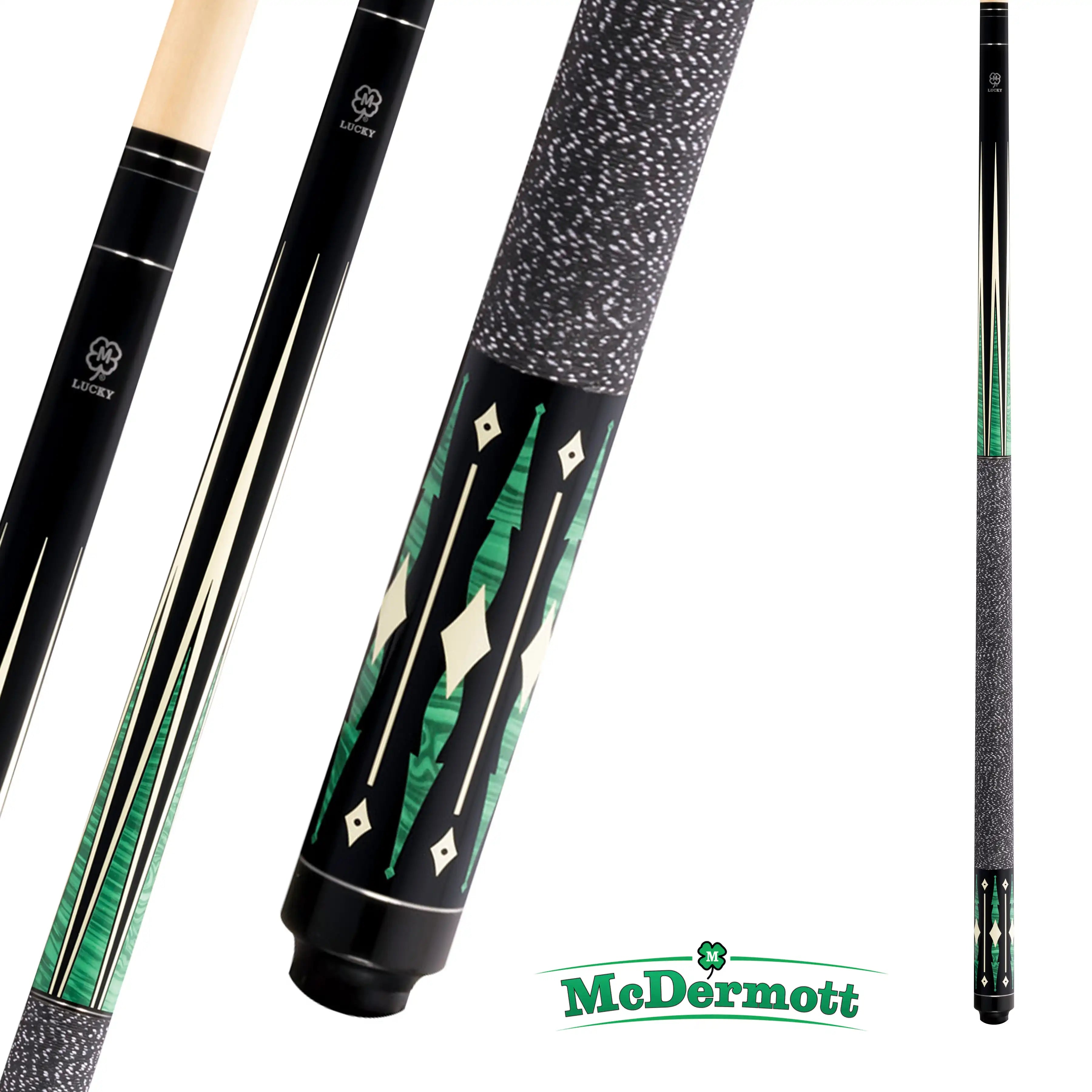 MCDERMOTT POOL CUE LUCKY SERIES L28 BLACK AND GREEN 13MM 19OZ