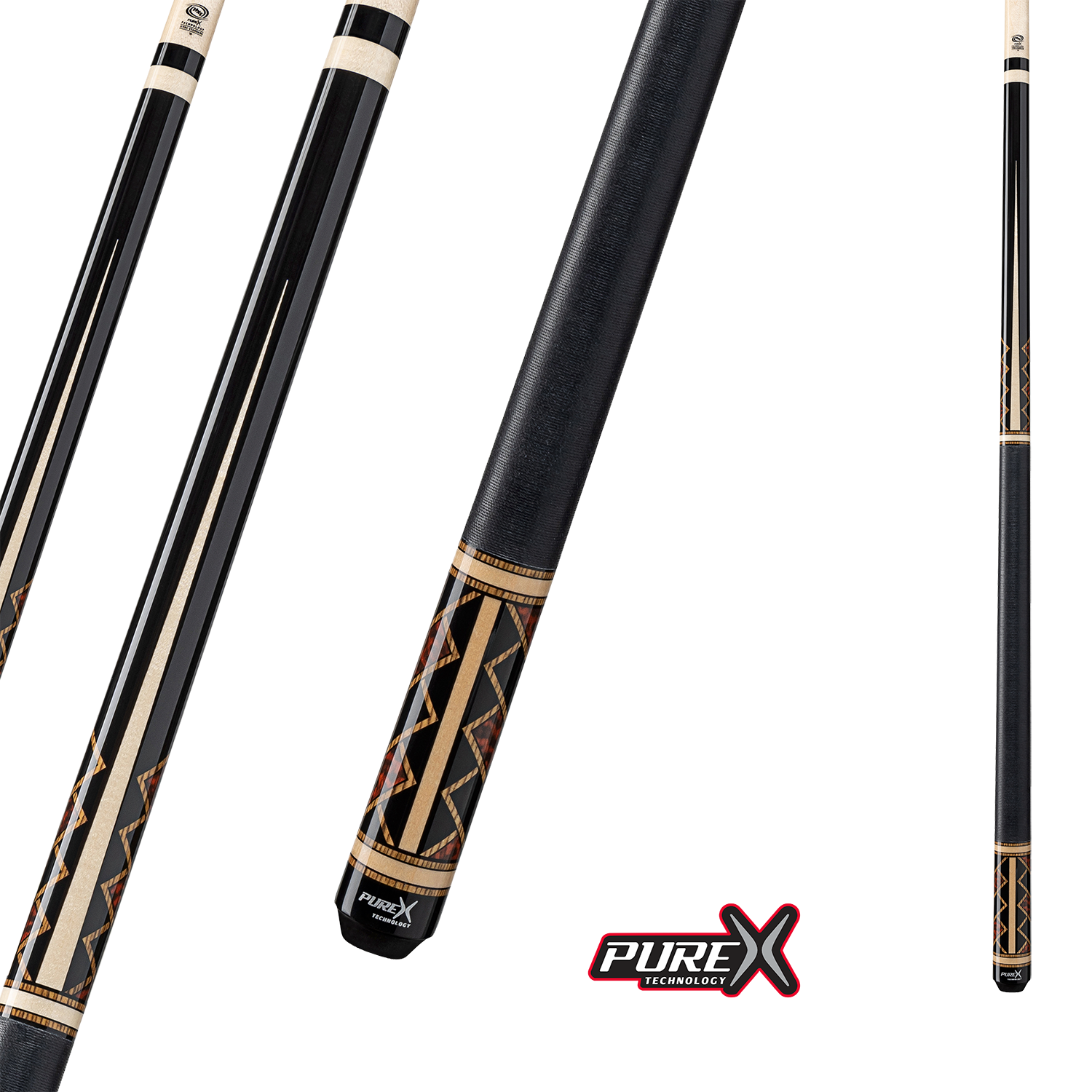 PURE X POOL CUE MIDNIGHT BLACK NATURAL MAPLE AND BOCOTE