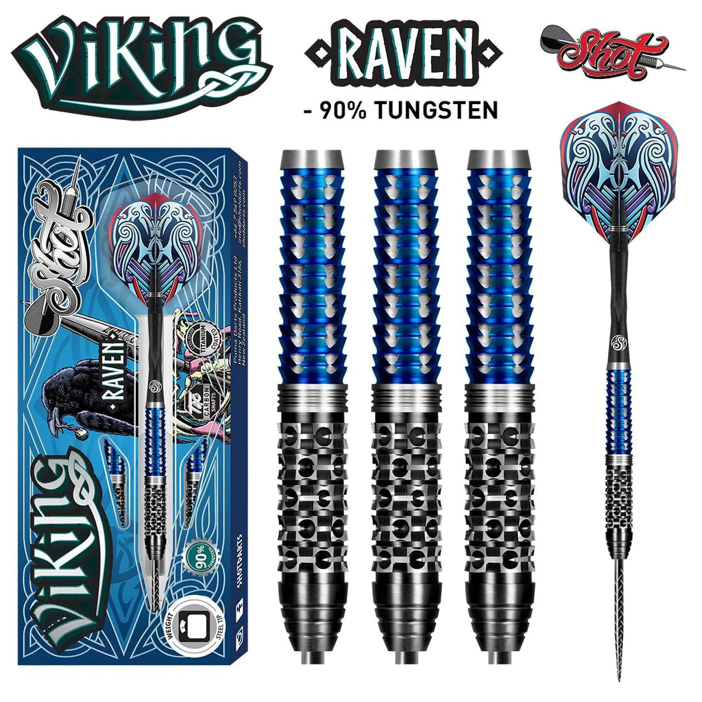 VIKING RAVEN STEEL TIP DART SET-90% TUNGSTEN BARRELS – Canada Billard VIKING RAVEN STEEL TIP DART SET-90% TUNGSTEN BARRELS – Canada Billard