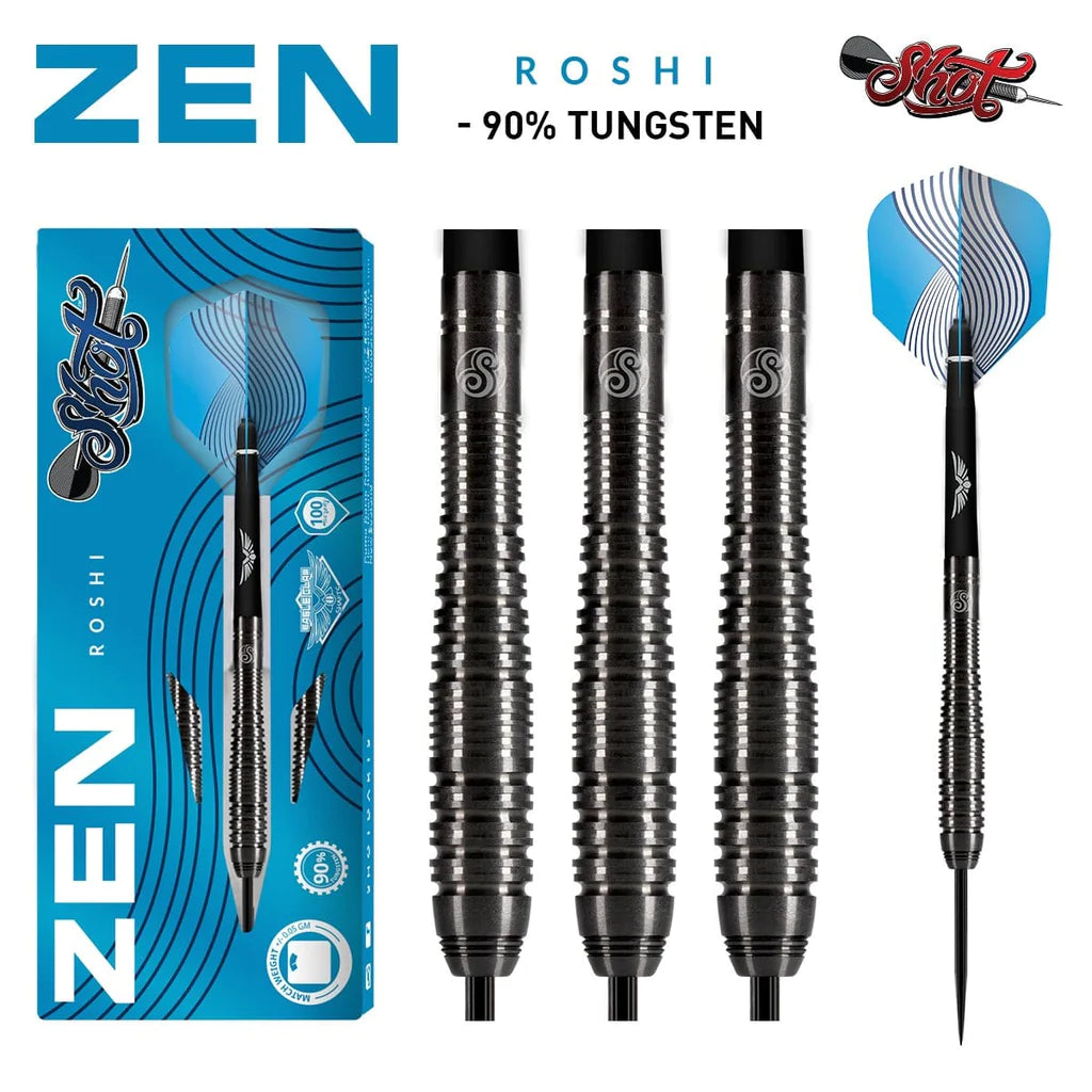 ZEN ROSHI STEEL TIP DART SET-90% TUNGSTEN BARRELS – Canada Billard