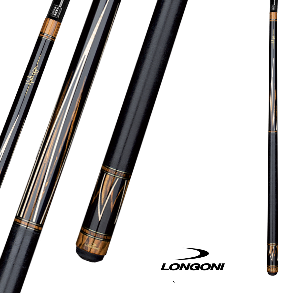 BAGUETTE DE BILLARD LONGONI FLAMES GRIP LIN S30 - FLÈCHE NOIR/BOIS 12.5MM 19OZ