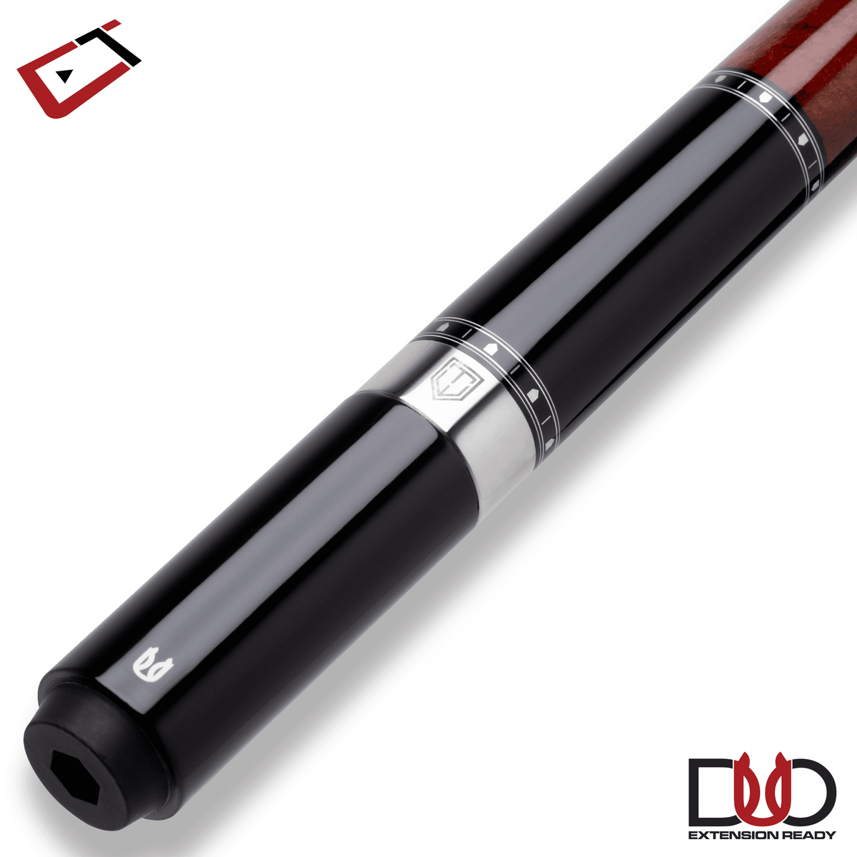 Baguette de billard Cuetec Cynergy Truewood Mappa Burl I, rouge et noir, sans grip, 11,8 mm, 19 oz