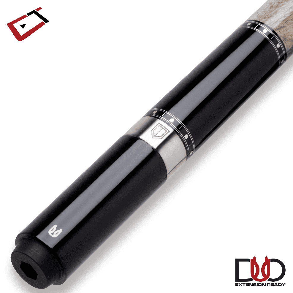 Baguette de billard Cuetec Cynergy Truewood Sycamore I, gris et noir, sans grip, 12,5 mm, 19 oz