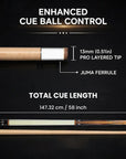 BALABUSHKA POOL CUE GB23  WHITE/WOOD - GREEN LINEN WRAP 13MM 19OZ