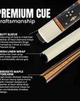 BALABUSHKA POOL CUE GB23  WHITE/WOOD - GREEN LINEN WRAP 13MM 19OZ