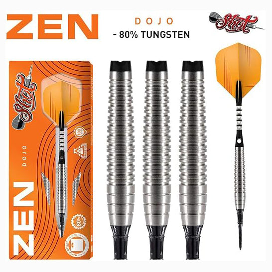 SHOT ZEN DOJO SOFT TIP DART SET - 80% TUNGSTEN BARRELS