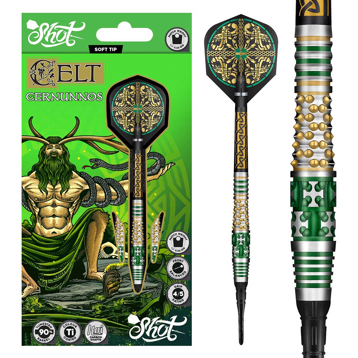 FLÉCHETTES SHOT CELT CERNUNNOS POINTE SOUPLE - BARREAUX EN TUNGSTÈNE À 90%