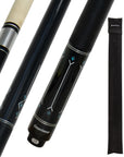 CONNOISSEUR POOL CUE BLACK/BLUE LINEN WRAP 12.5MM 19OZ