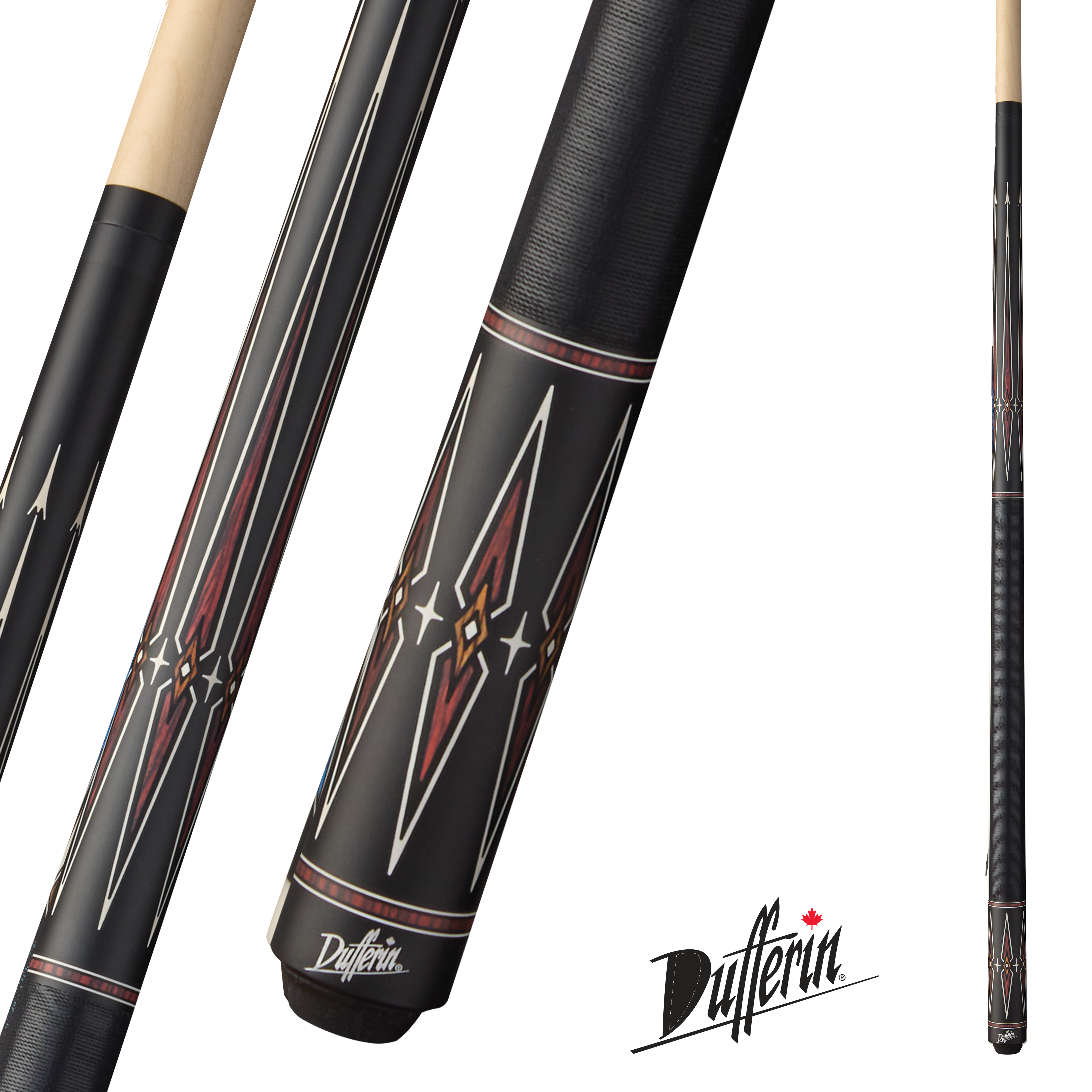 BAGUETTE DE BILLARD DUFFERIN TWILIGHT RIDGE NOIRE ET BLANCHE GRIP LIN 13MM 19OZ