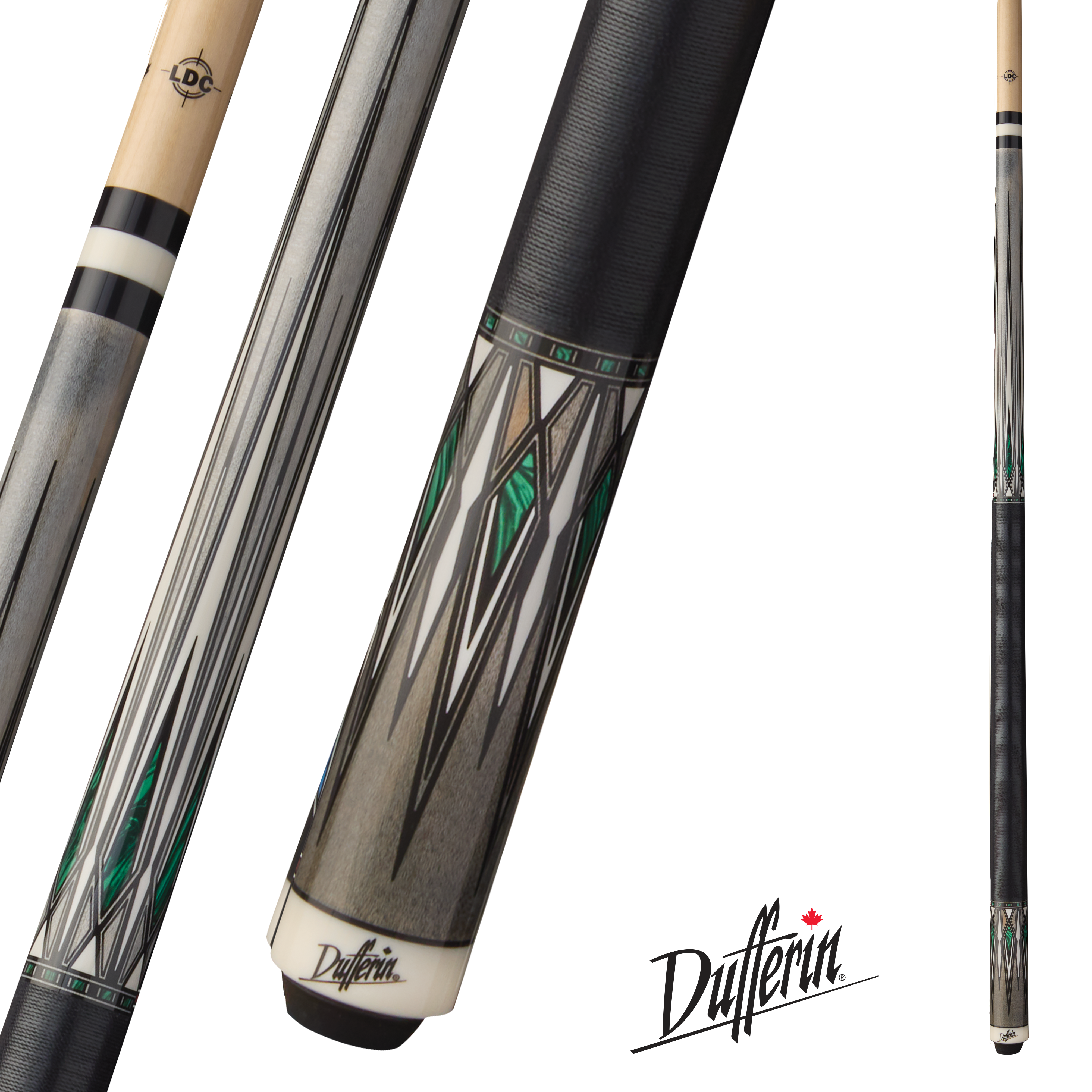 BAGUETTE DE BILLARD DUFFERIN SHADOW PINES GRISE ET VERTE GRIP LIN 13MM 19OZ