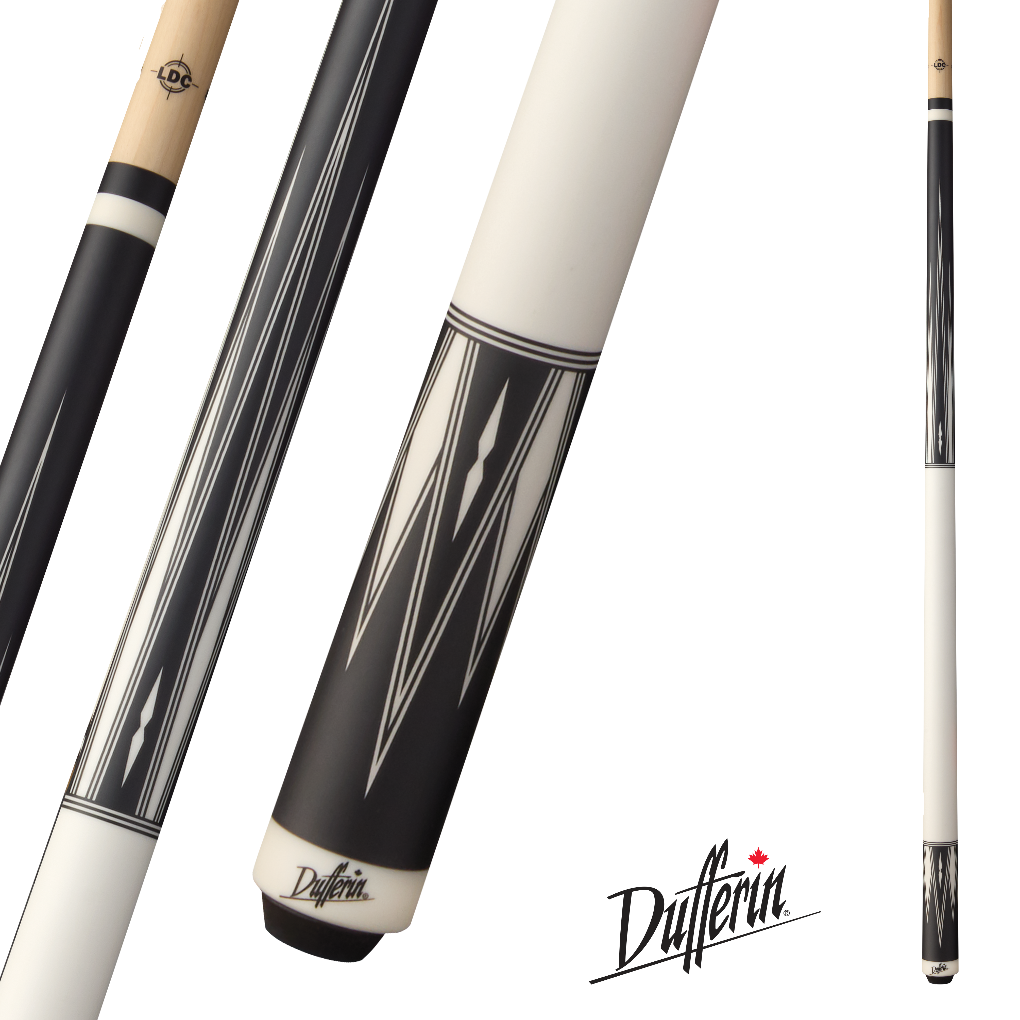 BAGUETTE DE BILLARD DUFFERIN DIAMOND D-507 NOIRE ET BLANCHE SANS GRIP 13MM 19OZ