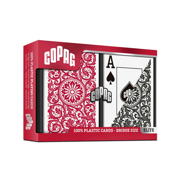COPAG PLASTIC BRIDGE CARDS DOUBLE DECK SET 1546 JUMBO RED AND BLACK