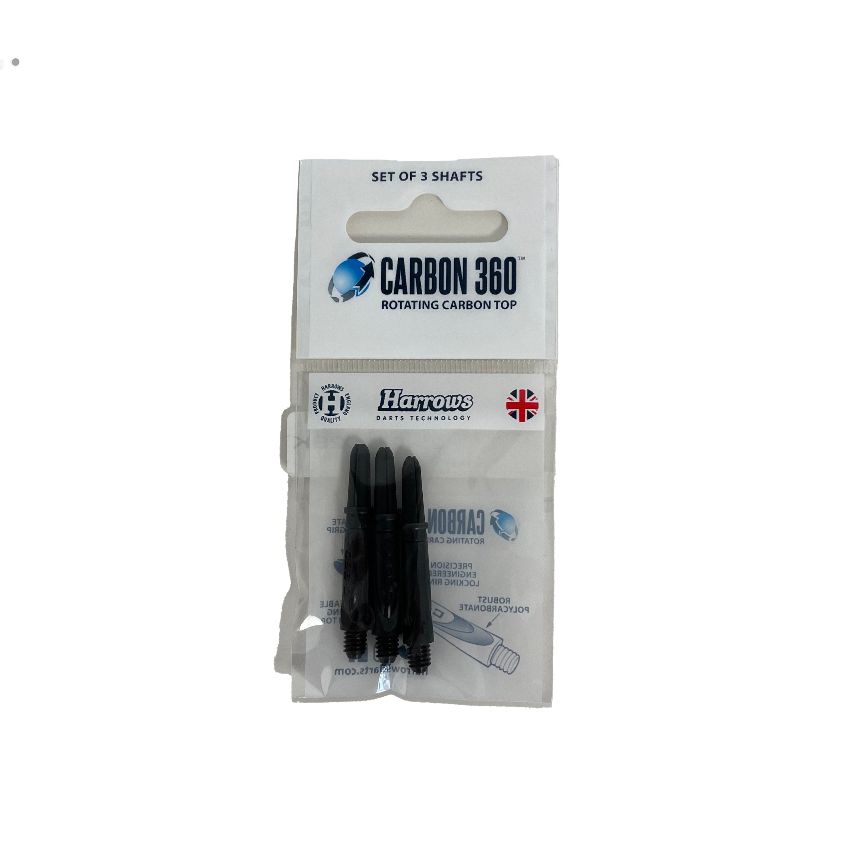 HARROWS DART SHAFTS CARBON 360 SHORT - BLACK