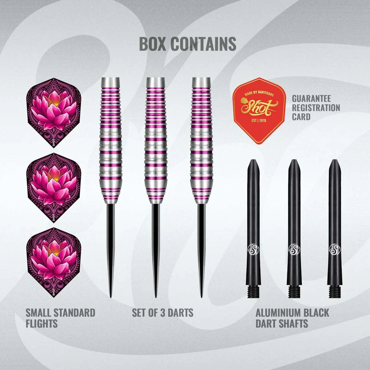 SHOT ZEN JUJI STEEL TIP DART SET - 80% TUNGSTEN BARRELS