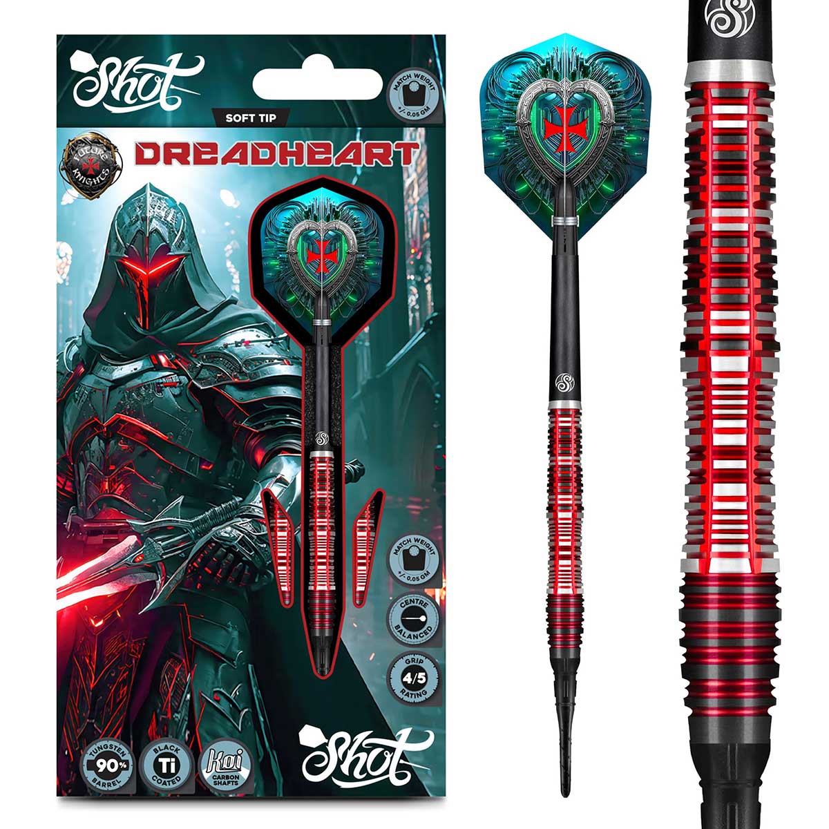 FLÉCHETTES SHOT FUTURE KNIGHTS DREADHEART POINTE SOUPLE - BARREAUX EN TUNGSTÈNE À 90%