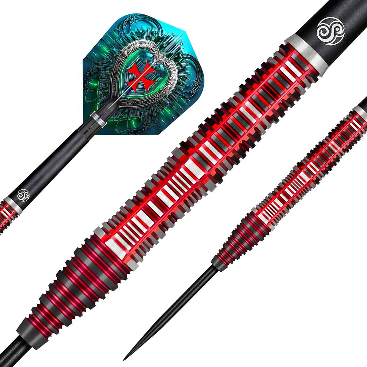 SHOT FUTURE KNIGHTS DREADHEART STEEL TIP DART SET - 90% TUNGSTEN BARRELS
