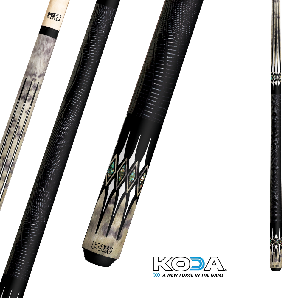 KODA SPORTS K2 SERIES POOL CUE KL192 BLACK AND WHITE  11.75MM 19OZ