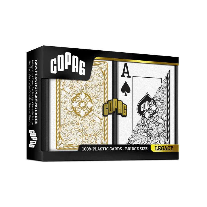 COPAG PLASTIC BRIDGE DECK OF CARDS LAGACY JUMBO BLACK AND GOLD