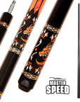 MASTER SPEED U5 CARBON 2-PIECES CUE - CARBON FIBER SHAFT BLACK/ORANGE DRAGON 12.5MM 19OZ