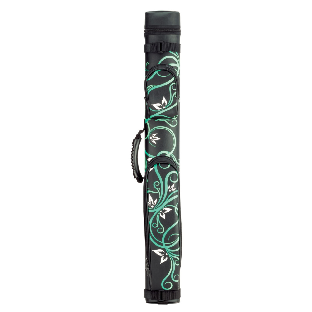 MCDERMOTT DESIGNER CASE TEAL FLORAL HARD CUE CASE 2B