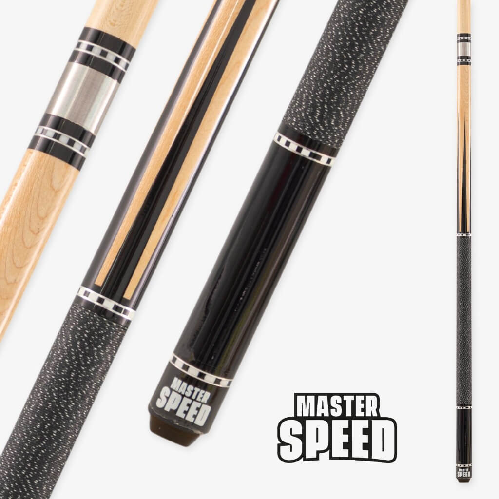 NEW MASTER SPEED 4 POINTS POOL CUE WITH INLAYS - BLACK