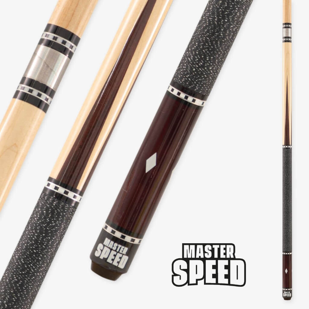 NEW MASTER SPEED 4 POINTS POOL CUE WITH INLAYS - BROWN