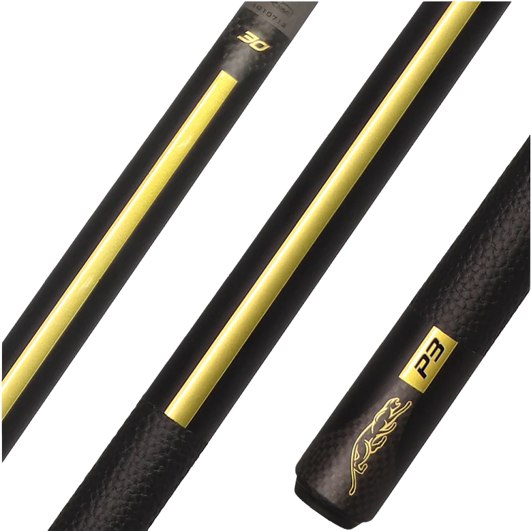 BAGUETTE DE BILLARD PREDATOR P3 NOIRE ET OR ÉDITION LIMITÉE GRIP CUIR LUXE
