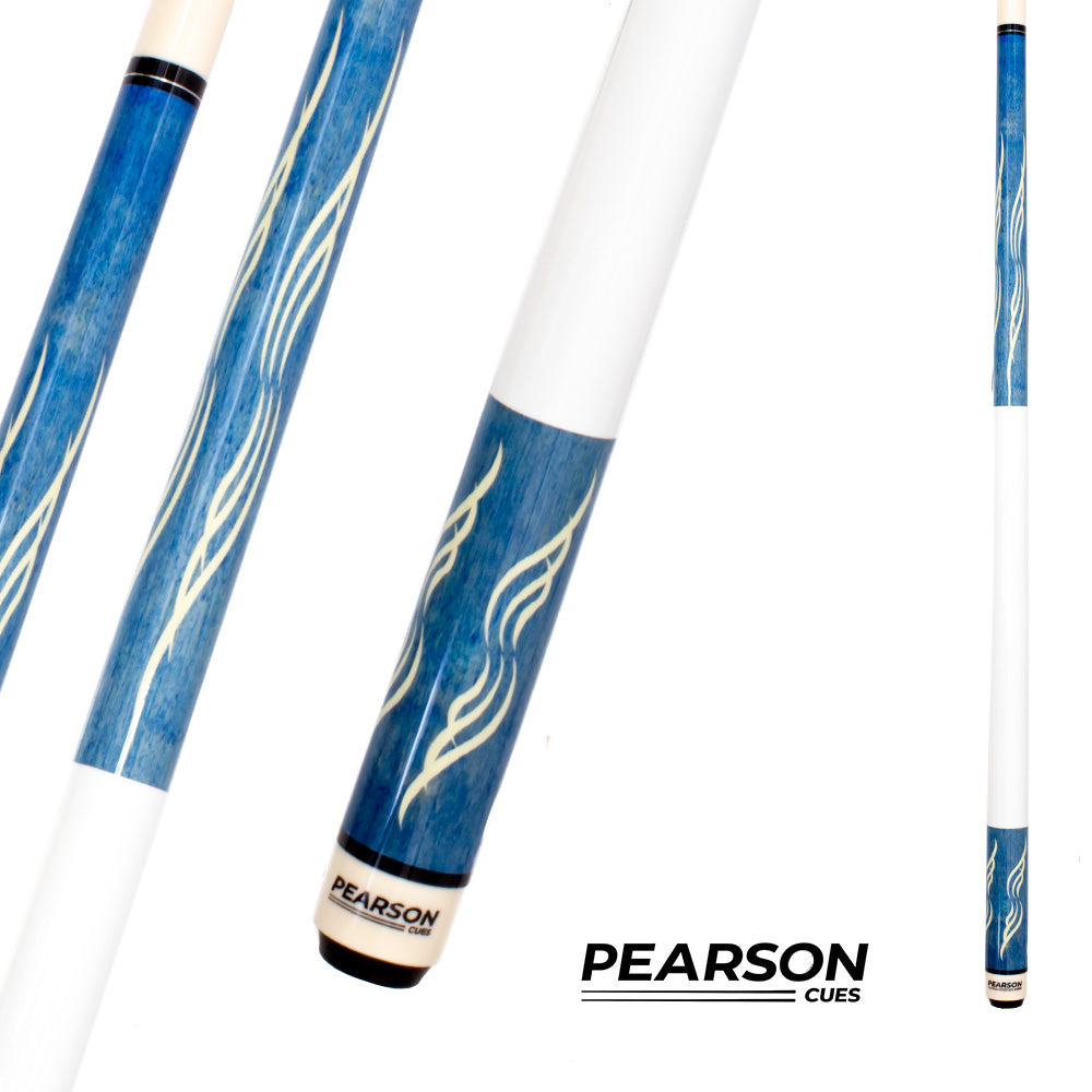 PEARSON POOL CUE PK SERIES - CARBON CLEAR SHAFT BLUE WITH WHITE HANDLE 11.8MM 19OZ