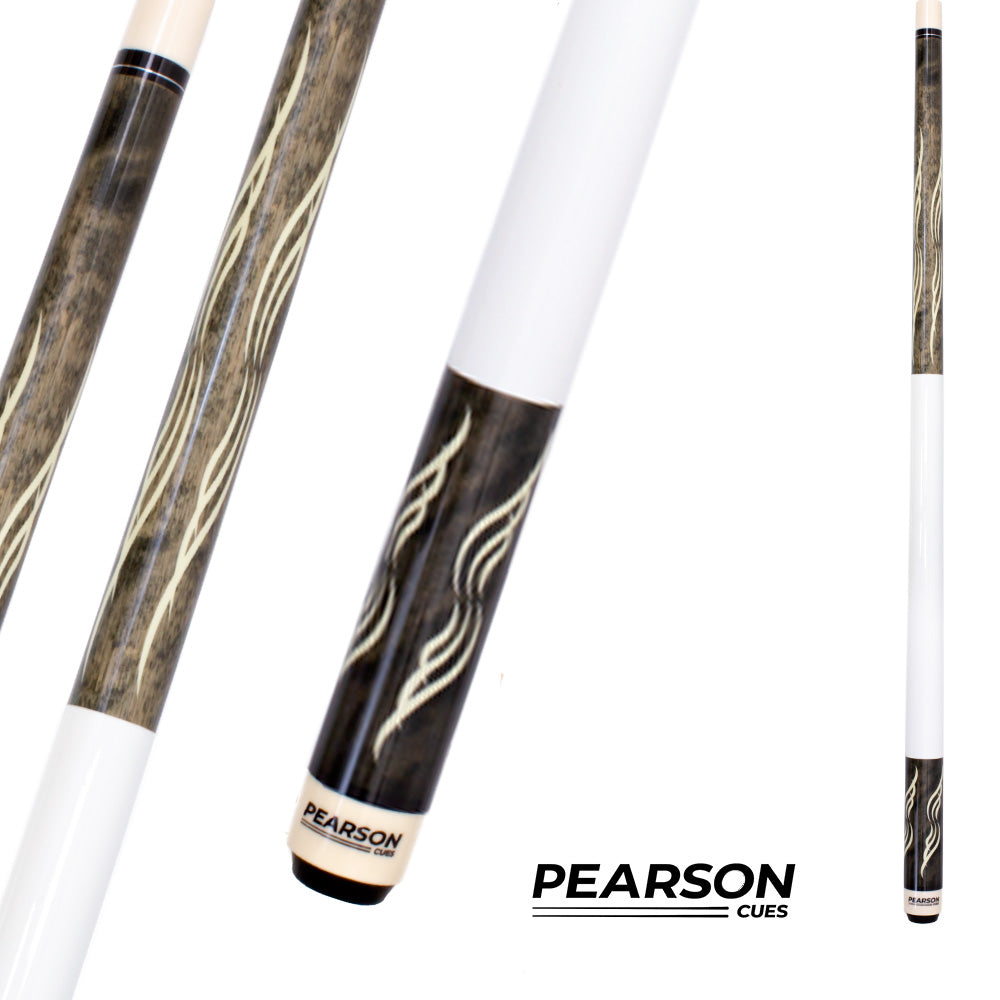 PEARSON POOL CUE PK SERIES - CARBON CLEAR SHAFT GREY WITH WHITE HANDLE 12.4MM 20OZ