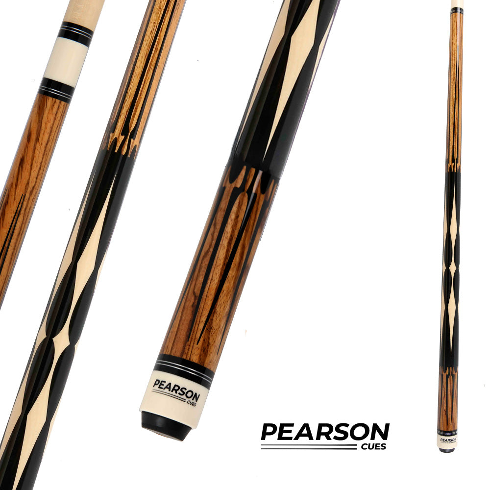 PEARSON POOL CUE PLAYERS SERIES PP-3 BROWN ZEBRAWOOD - CARBON SHAFT NO WRAP 12.5MM