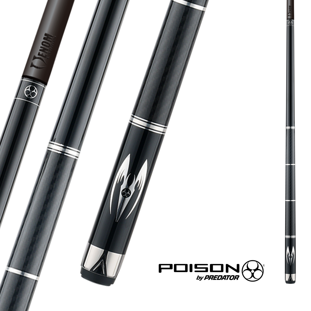 BAGUETTE DE BILLARD POISON MAELITH AVEC FLÈCHE DE CARBONE - ENTIÈREMENT NOIRE - SANS WRAP 12.4MM 19OZ