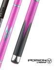 POISON MAELITH POOL CUE WITH CARBON FIBER SHAFT - PINK/BLACK - NO WRAP 12.4MM 19OZ