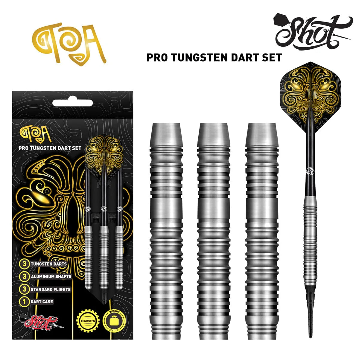 SHOT TOA SOFT TIP DART SET - PRO TUNGSTEN DART BARRELS