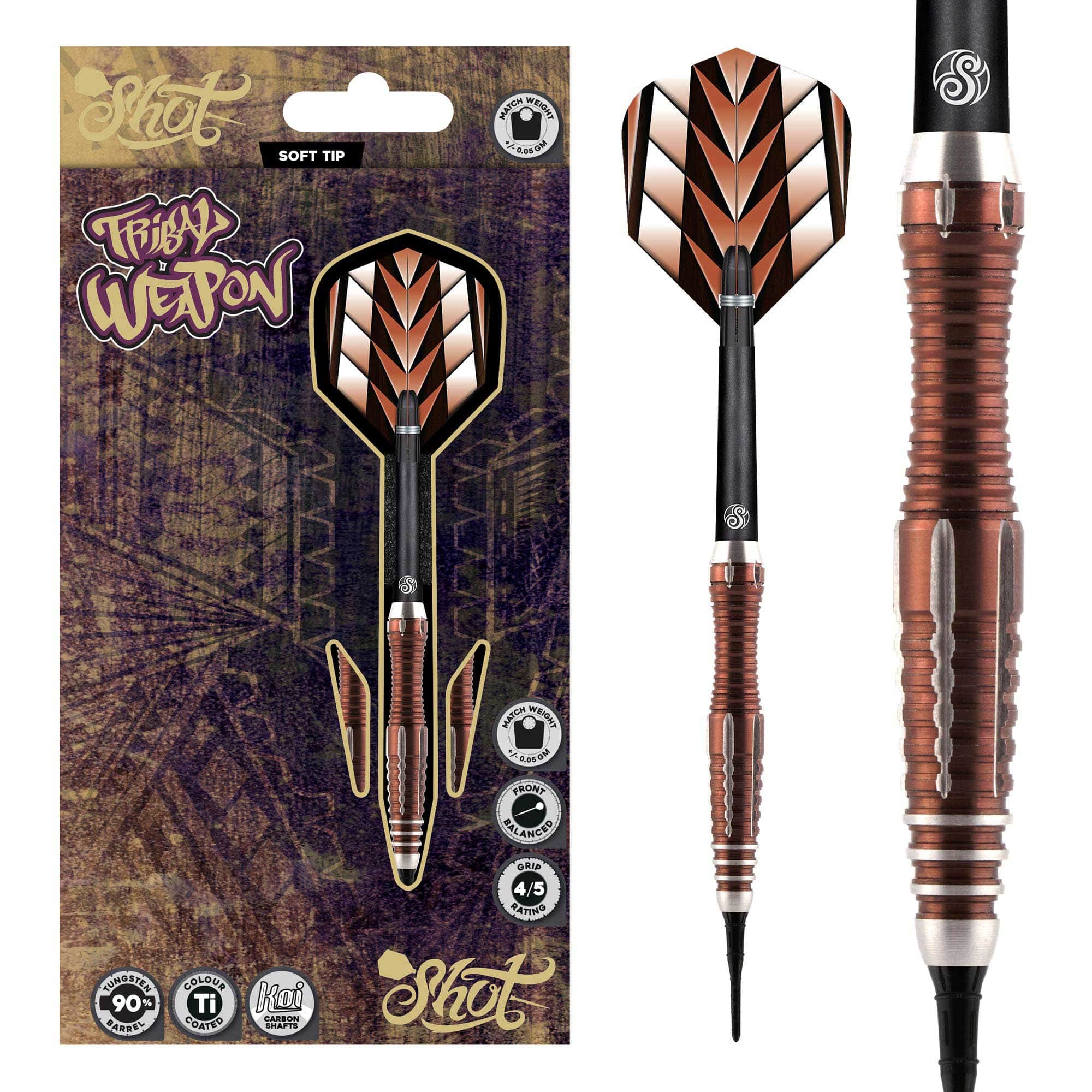 FLÉCHETTES SHOT TRIBAL WEAPON 1 SERIES POINTE SOUPLE - BARREAUX EN TUNGSTÈNE À 90%