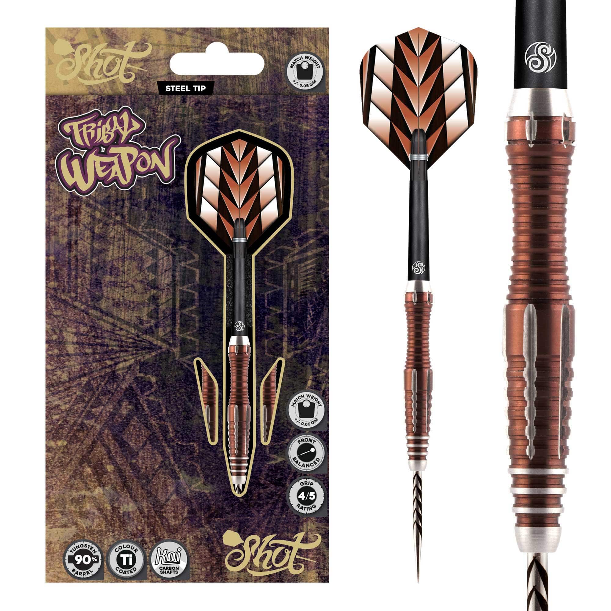 SHOT TRIBAL WEAPON 1 SERIES STEEL TIP DART SET - 90% TUNGSTEN BARRELS