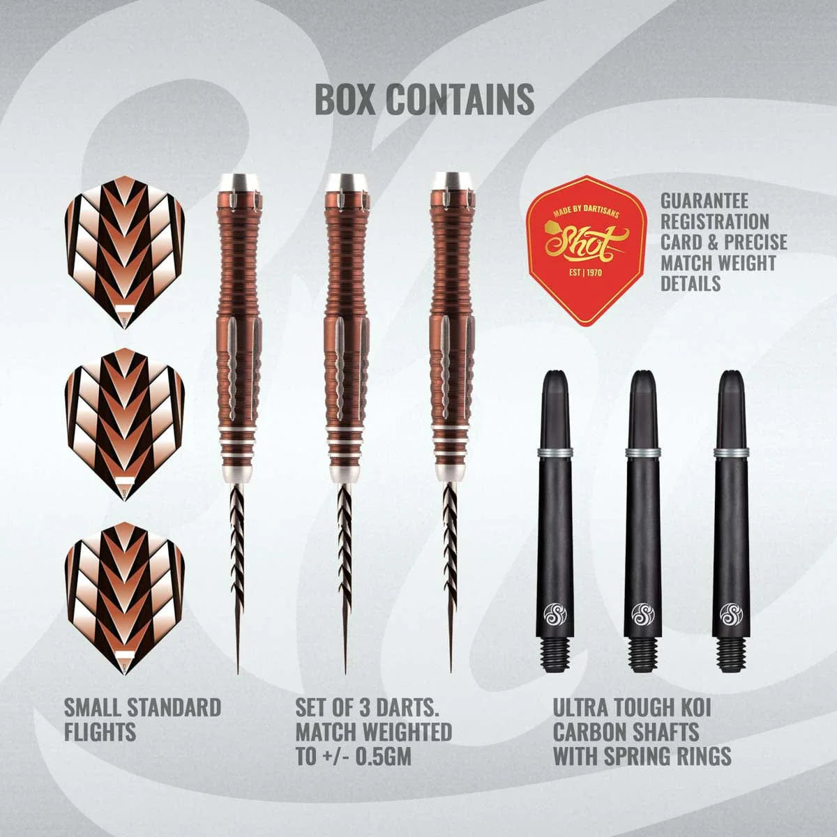 SHOT TRIBAL WEAPON 1 SERIES STEEL TIP DART SET - 90% TUNGSTEN BARRELS