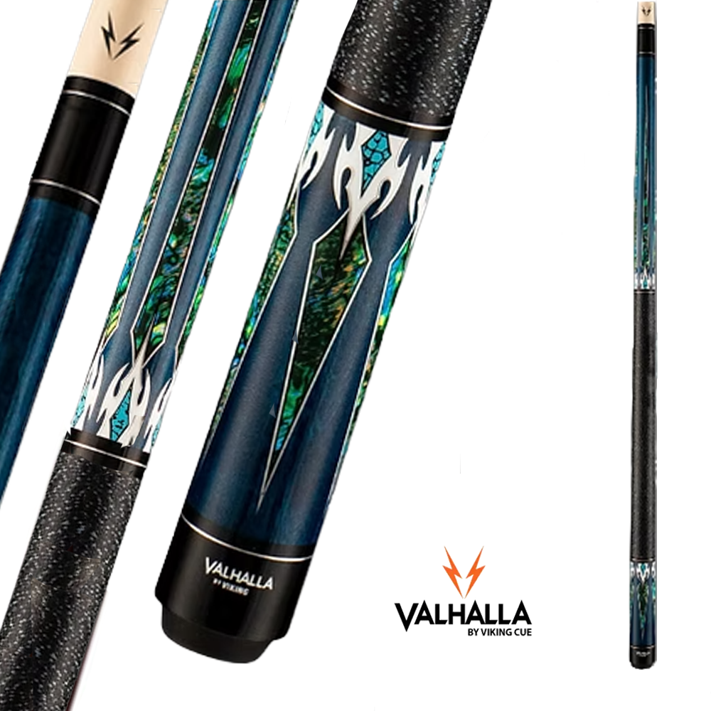 VIKING VALHALLA POOL CUE VA873 BLUE AND GREEN AND WHITE PATTERN 13MM 190Z