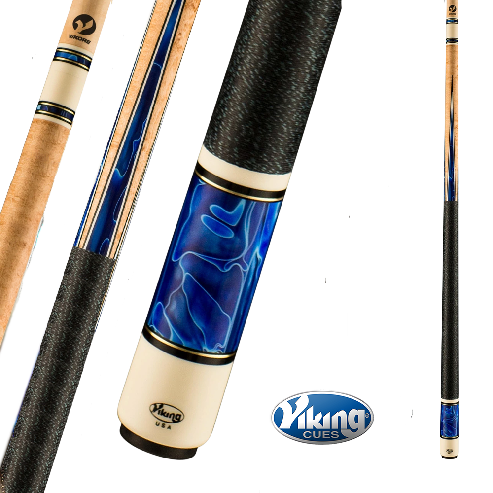 VIKING POOL CUE B4201 WOOD AND BLUE 13MM 19OZ